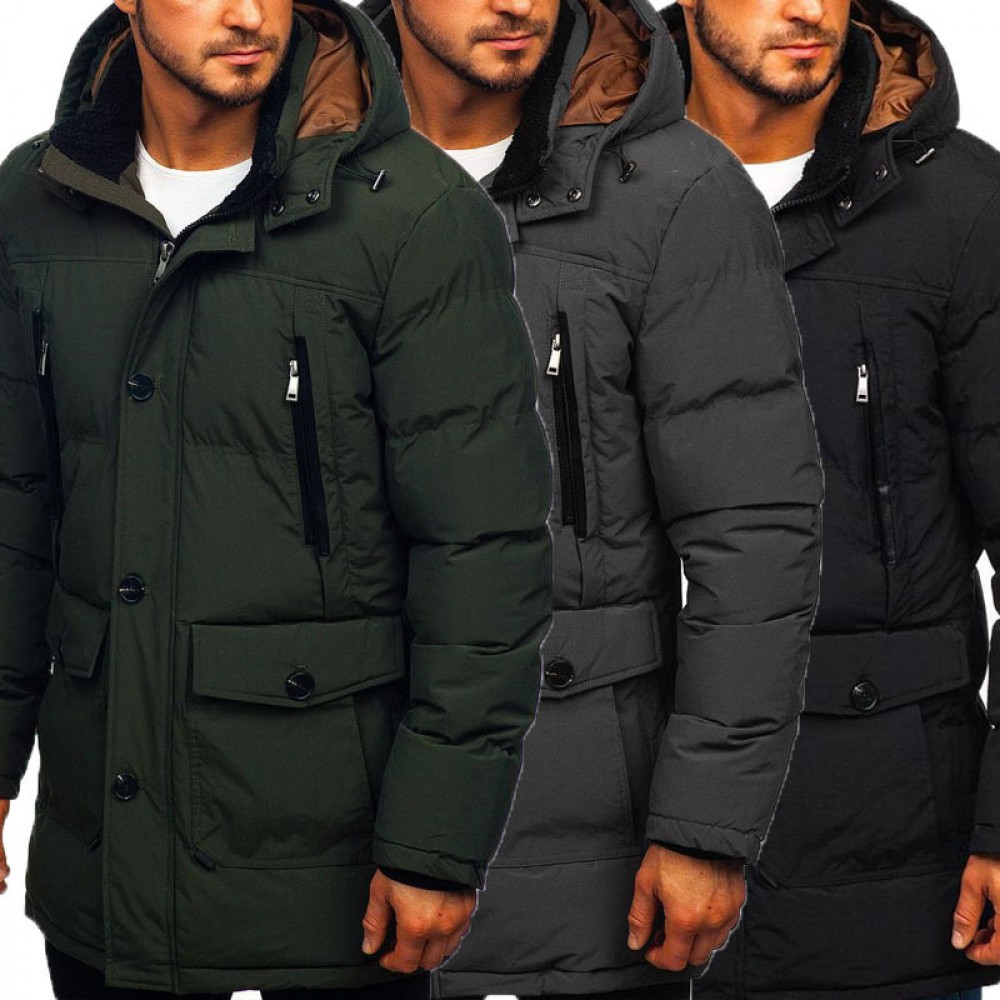 New autumn and winter men's cotton-padded jacket casual down padded jacket men's thick padded jacket solid color hooded men's jacket