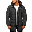 New autumn and winter men's cotton-padded jacket casual down padded jacket men's thick padded jacket solid color hooded men's jacket