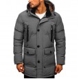 New autumn and winter men's cotton-padded jacket casual down padded jacket men's thick padded jacket solid color hooded men's jacket