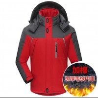 Winter outdoor mountaineering clothes cold-proof and warm riding fishing clothes jackets plus velvet jackets overalls men