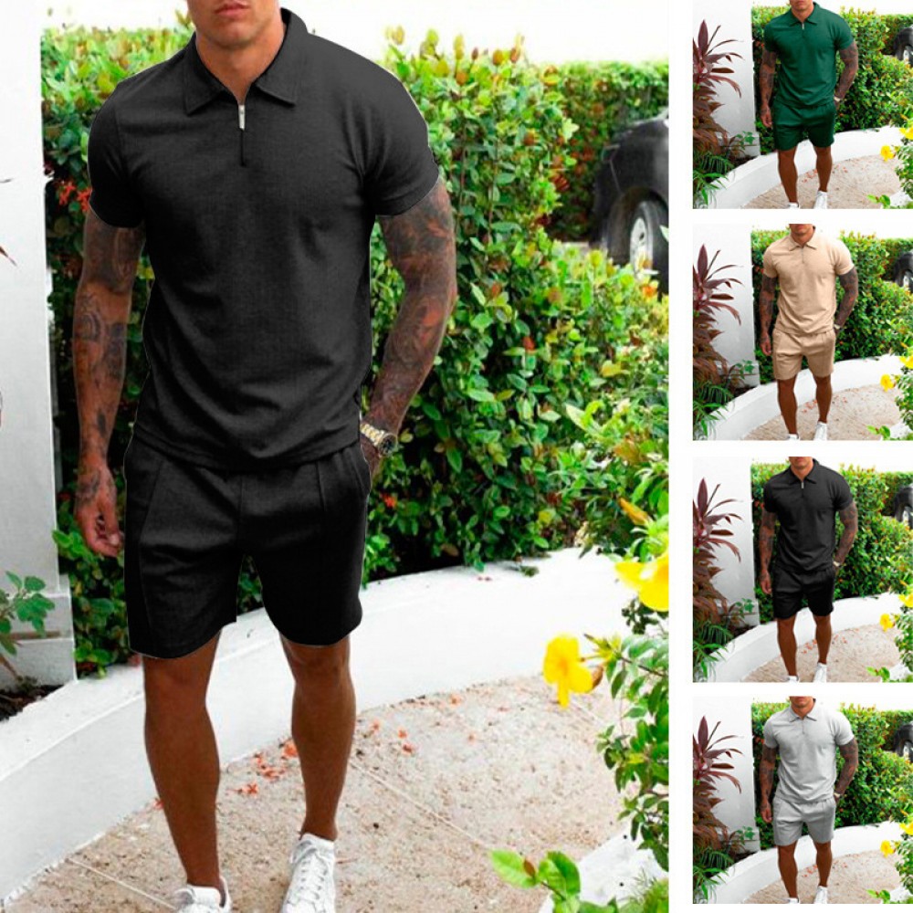 New suit men's summer sports trousers full set of short-sleeved two-piece t-shirt shorts men