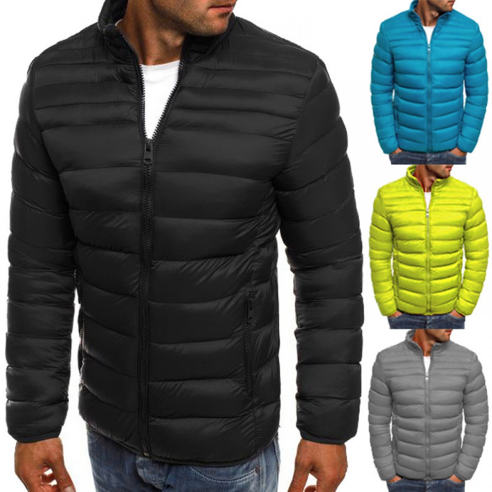 Winter men's solid color stand-up collar padded jacket stand-up collar casual jacket coat cotton-padded jacket men