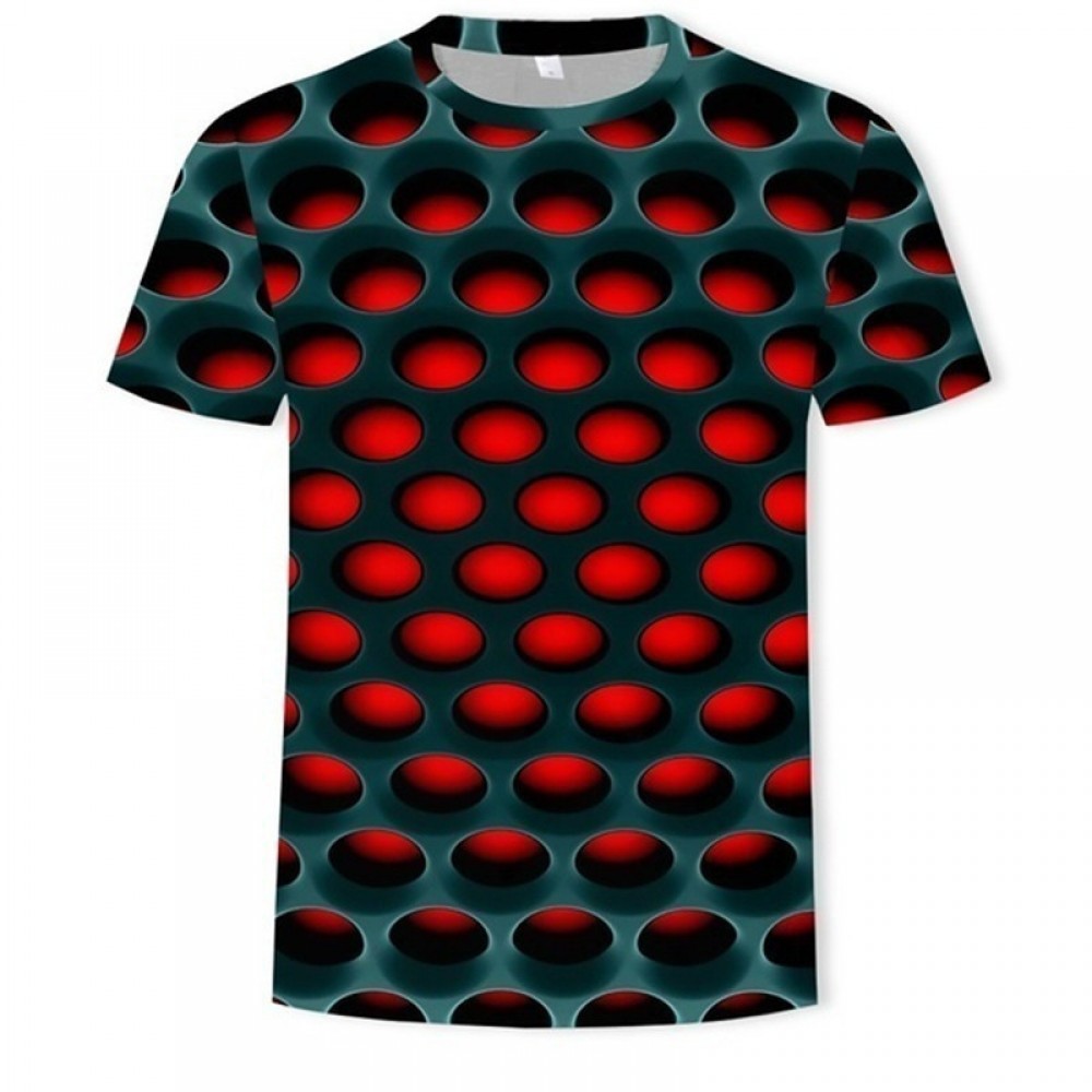 Ouma Men's Summer 3D Abstract Printed Short Sleeve T-shirt New Casual