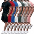 New men's simple fashion short-sleeved two-piece sports casual men's suit