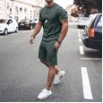 New men's simple fashion short-sleeved two-piece sports casual men's suit