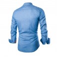 New solid color casual long-sleeved lapel short-sleeved slim-fit men's shirt shirt male autumn