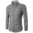 New solid color casual long-sleeved lapel short-sleeved slim-fit men's shirt shirt male autumn