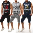 Ouma Sports Suit Men's Summer Sleeveless Hooded Vest Fitness Sportswear Running Two-piece Set