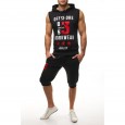 Ouma Sports Suit Men's Summer Sleeveless Hooded Vest Fitness Sportswear Running Two-piece Set