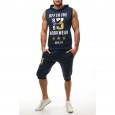 Ouma Sports Suit Men's Summer Sleeveless Hooded Vest Fitness Sportswear Running Two-piece Set