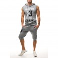 Ouma Sports Suit Men's Summer Sleeveless Hooded Vest Fitness Sportswear Running Two-piece Set