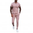 Summer men's slim fit trend short-sleeved trousers two-piece casual blue suit multicolor