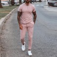 Summer men's slim fit trend short-sleeved trousers two-piece casual blue suit multicolor