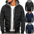 New autumn and winter men's cotton-padded jackets, casual down padded jackets, men's thick padded jackets, fake two-piece hooded men's jackets