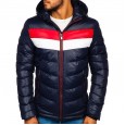 Men's cotton-padded clothes Winter fashion Slim men's cotton-padded clothes Warm color matching jacket Casual trend Men's padded jacket