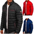 Autumn and winter men's men's stand-up collar jacket solid color zipper cotton clothing green casual warm cotton clothing