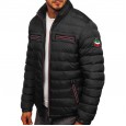 Autumn and winter men's men's stand-up collar jacket solid color zipper cotton clothing green casual warm cotton clothing