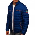 Autumn and winter men's men's stand-up collar jacket solid color zipper cotton clothing green casual warm cotton clothing