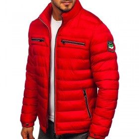 Autumn and winter men's men's stand-up collar jacket solid color zipper cotton clothing green casual warm cotton clothing