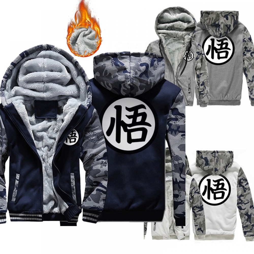 Autumn and winter men's thick Wukong sweater hooded plus fleece casual zipper sweater