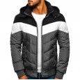 New hooded cotton jacket men's winter thick warm jacket blue men color matching casual cotton jacket