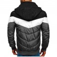 New hooded cotton jacket men's winter thick warm jacket blue men color matching casual cotton jacket