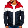 New hooded cotton jacket men's winter thick warm jacket blue men color matching casual cotton jacket