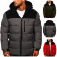 Autumn/winter new cotton-padded jacket men's men's thickened warm bright-faced cotton-padded jacket hooded jacket color matching jacket