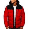 Autumn/winter new cotton-padded jacket men's men's thickened warm bright-faced cotton-padded jacket hooded jacket color matching jacket