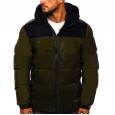 Autumn/winter new cotton-padded jacket men's men's thickened warm bright-faced cotton-padded jacket hooded jacket color matching jacket