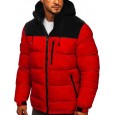 Autumn/winter new cotton-padded jacket men's men's thickened warm bright-faced cotton-padded jacket hooded jacket color matching jacket
