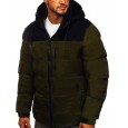 Autumn/winter new cotton-padded jacket men's men's thickened warm bright-faced cotton-padded jacket hooded jacket color matching jacket