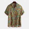 Men's rayon printed shirt Hawaiian style short-sleeved floral shirt