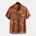 Men's rayon printed shirt Hawaiian style short-sleeved floral shirt