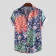 Men's print shirt Hawaiian short-sleeved flower shirt