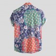 Men's print shirt Hawaiian short-sleeved flower shirt