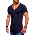 ZY003 Men's Casual Solid T-Shirt V Needle Sleeve Solid Top Summer Leisure T-Shirt