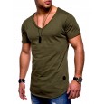 ZY003 Men's Casual Solid T-Shirt V Needle Sleeve Solid Top Summer Leisure T-Shirt