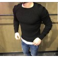 T60 men's round collar lottery shoulder sleeve hole long sleeve sweater sweater