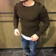 T60 men's round collar lottery shoulder sleeve hole long sleeve sweater sweater