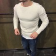 T60 men's round collar lottery shoulder sleeve hole long sleeve sweater sweater