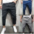 T75 men's solid color casual pants wild straight foot pants men's trousers