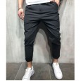T75 men's solid color casual pants wild straight foot pants men's trousers