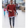 T05 men's sweater round leader sleeve bottoming shirt sweater